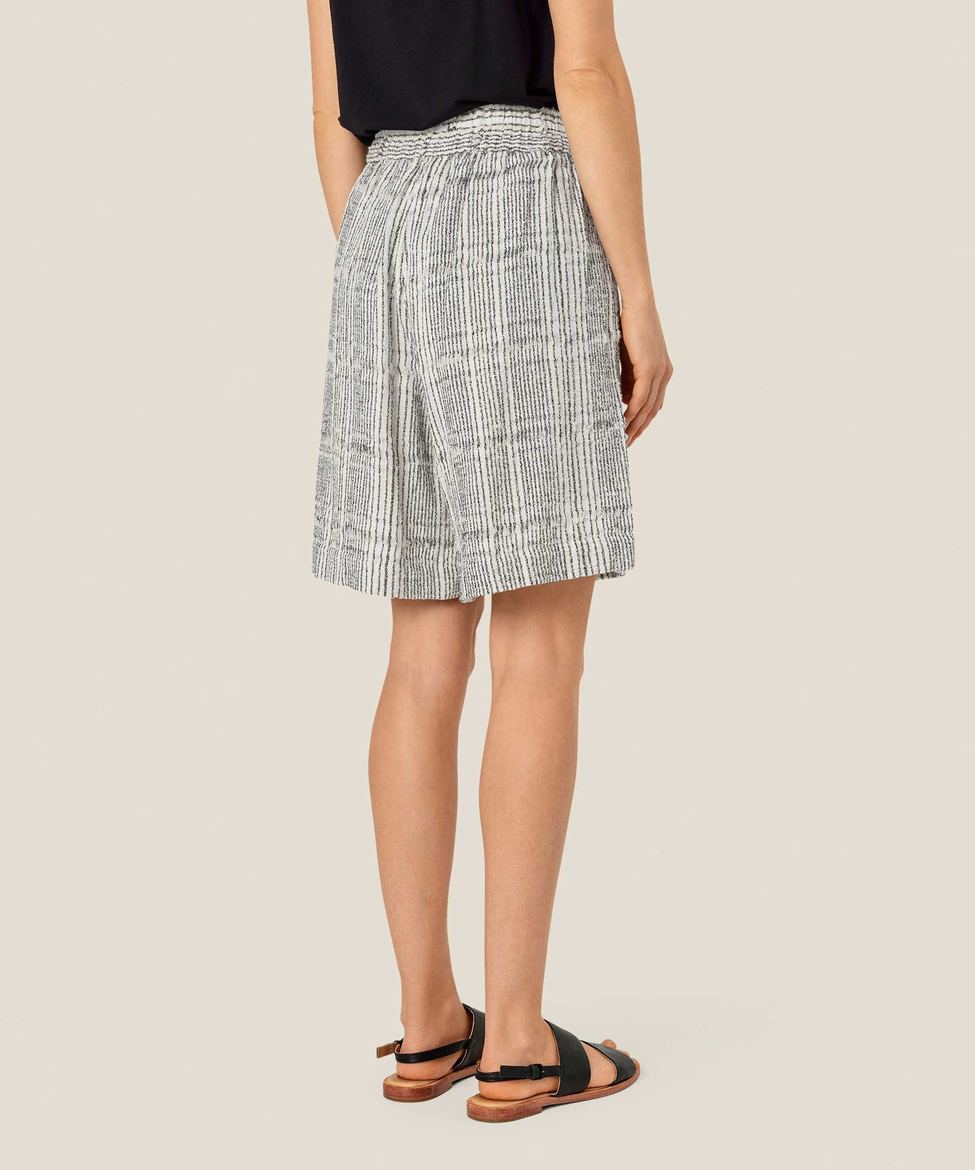 Short en coton mélangé à carreaux avec taille élastique, Fog