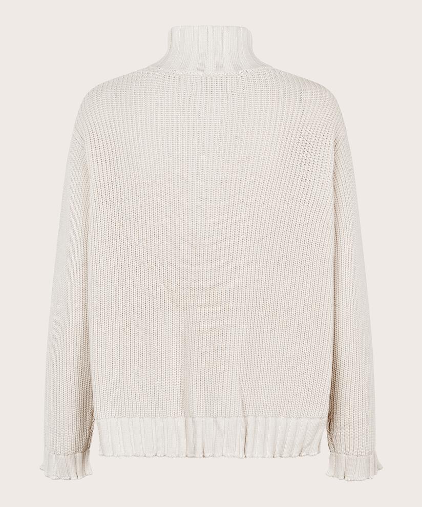 pull en maille avec zip au col et détails côtelés, Whitecap