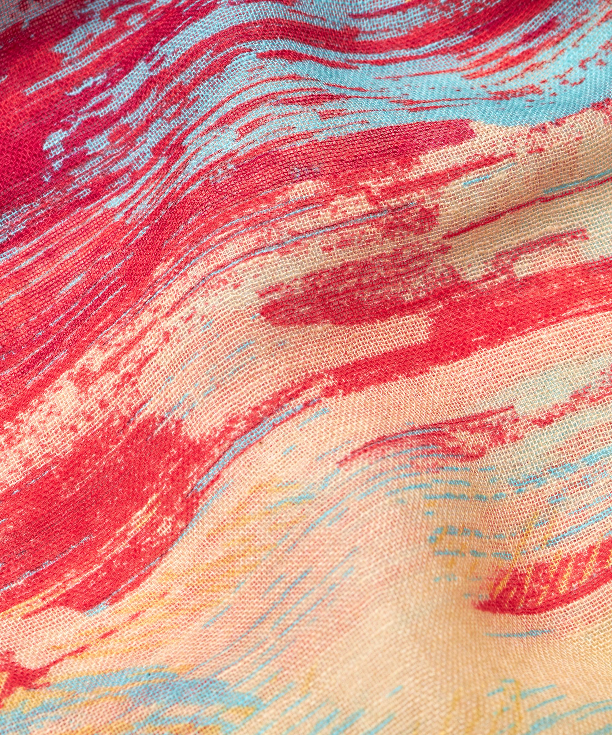 écharpe en mélange de lin à motifs, Persian Red