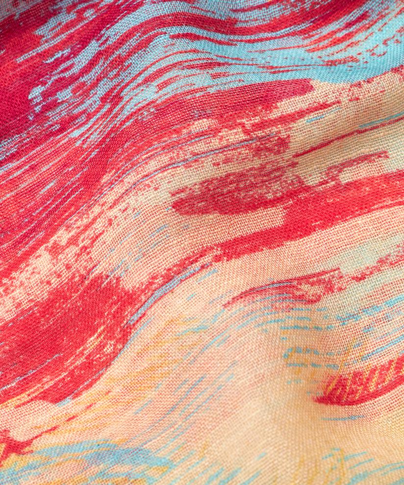 écharpe en mélange de lin à motifs, Persian Red