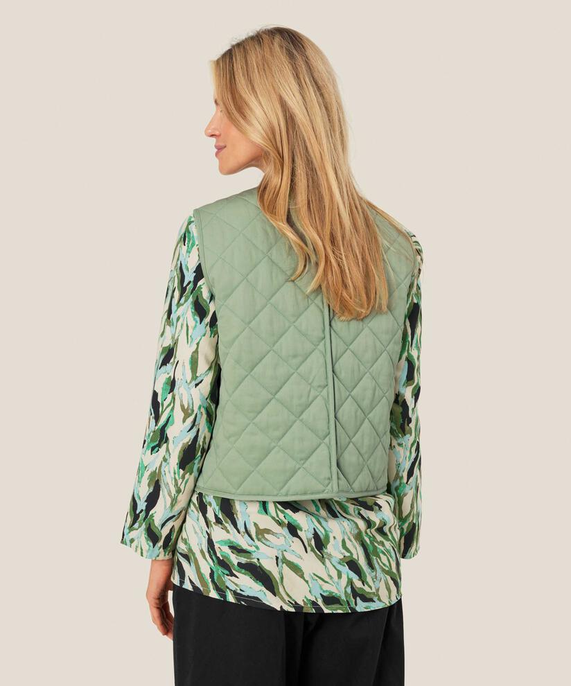 gilet matelassé avec détails passepoilés, Frosty Green