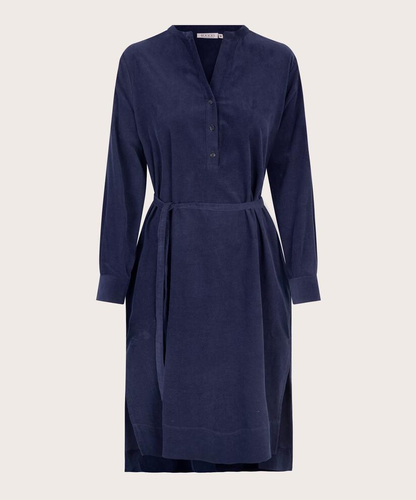 robe chemise en velours à fentes hautes, Maritime Blue