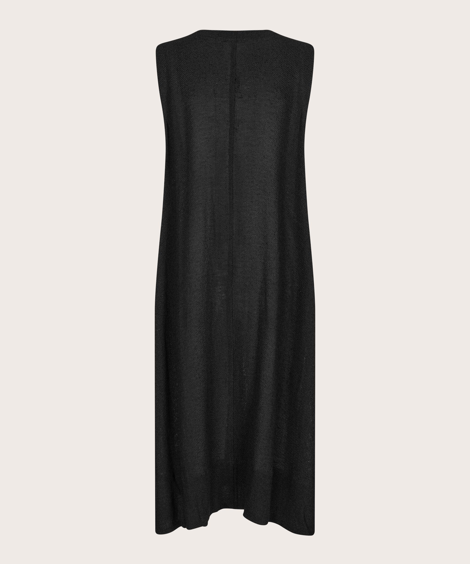 Robe bouclée boutonnée sans manches, Black
