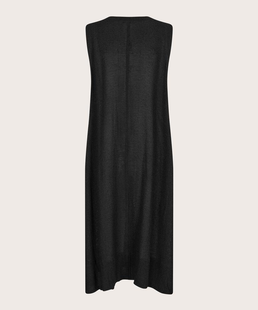 Robe bouclée boutonnée sans manches, Black