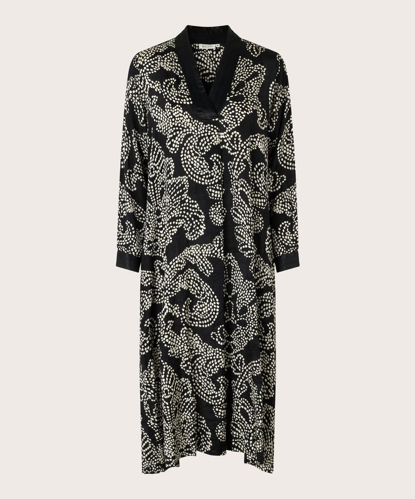 robe en viscose avec détails en satin, Black