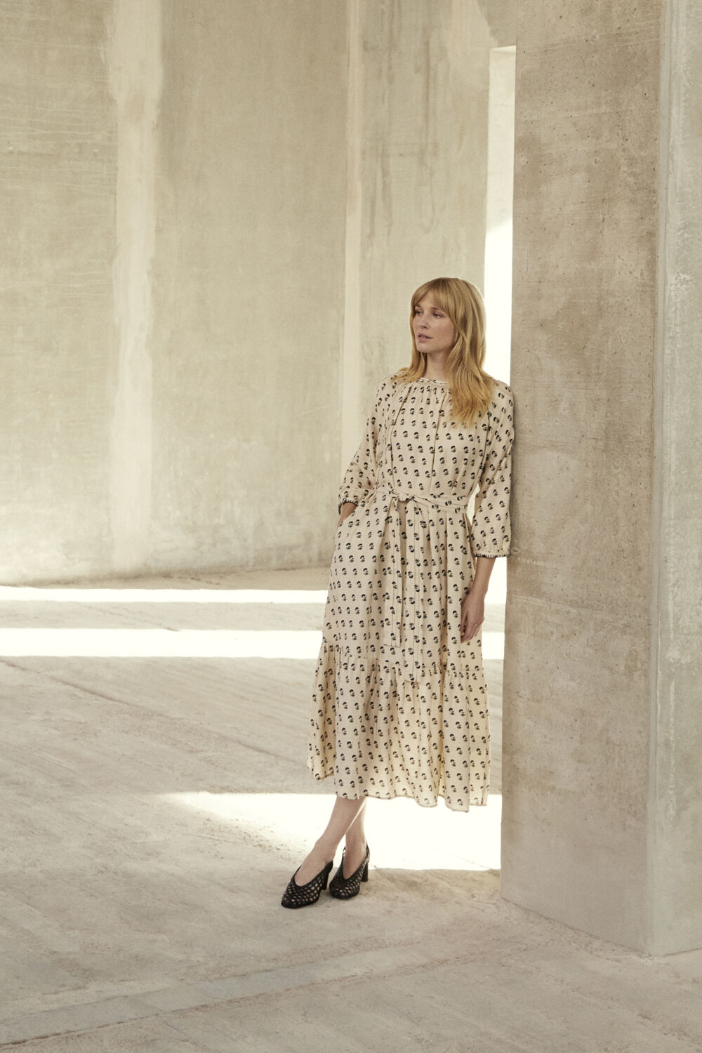 robe imprim&eacute;e en viscose m&eacute;lang&eacute;e - Olivine