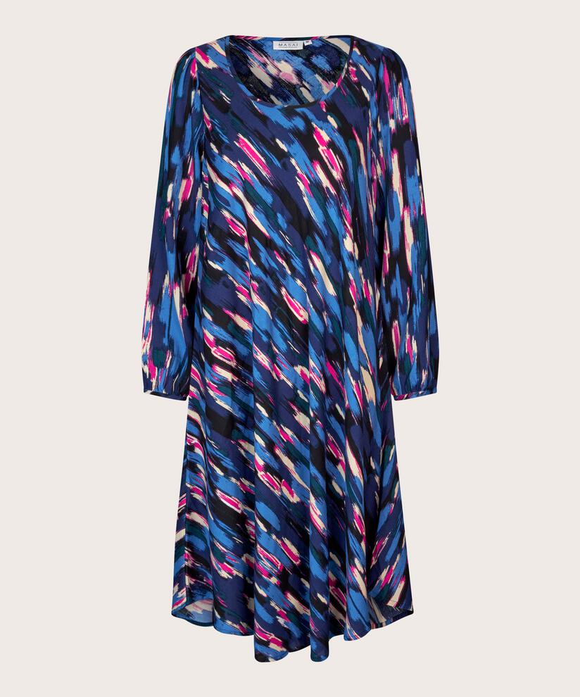 robe en viscose imprimée à col rond, Federal Blue