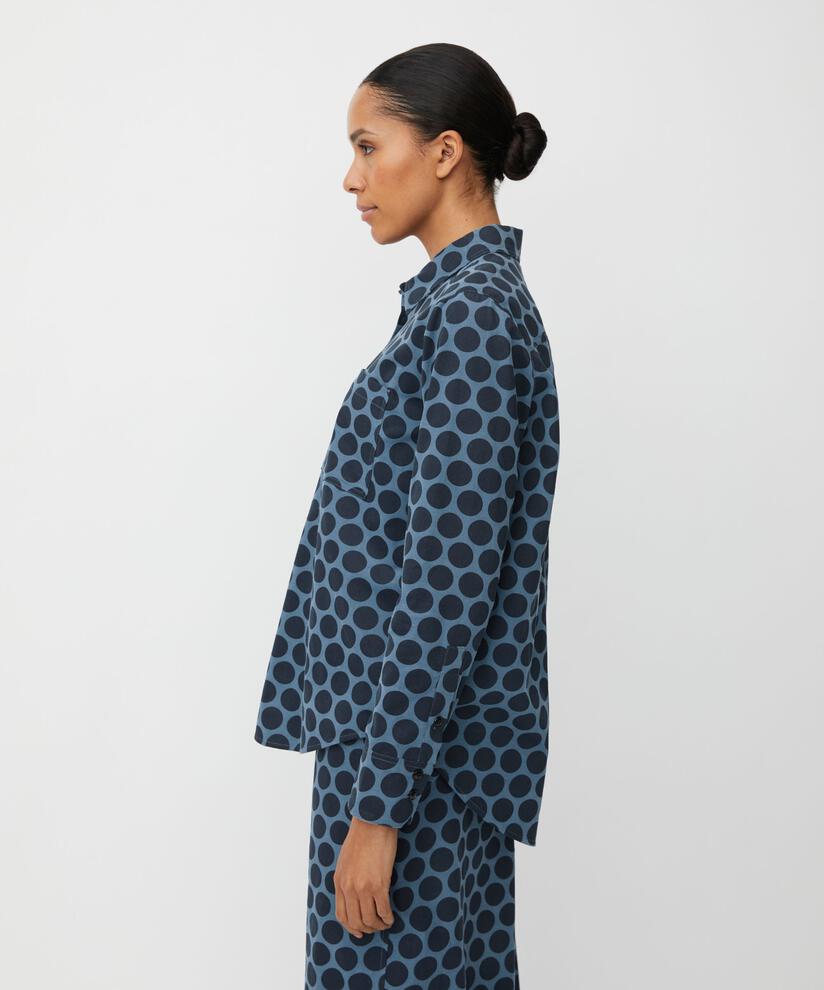 chemise en velours à pois avec poche poitrine, Navy Blazer