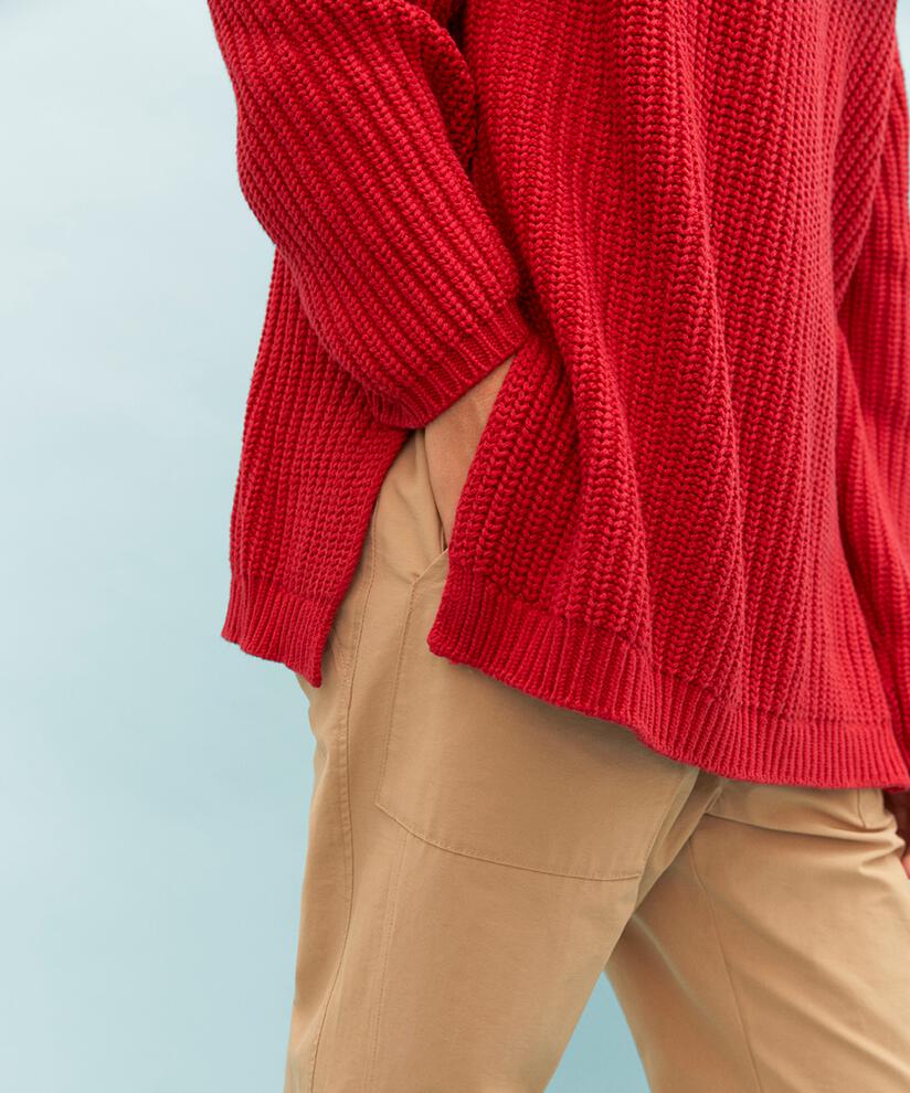 pull en maille de coton à col roulé, Scarlet Sage