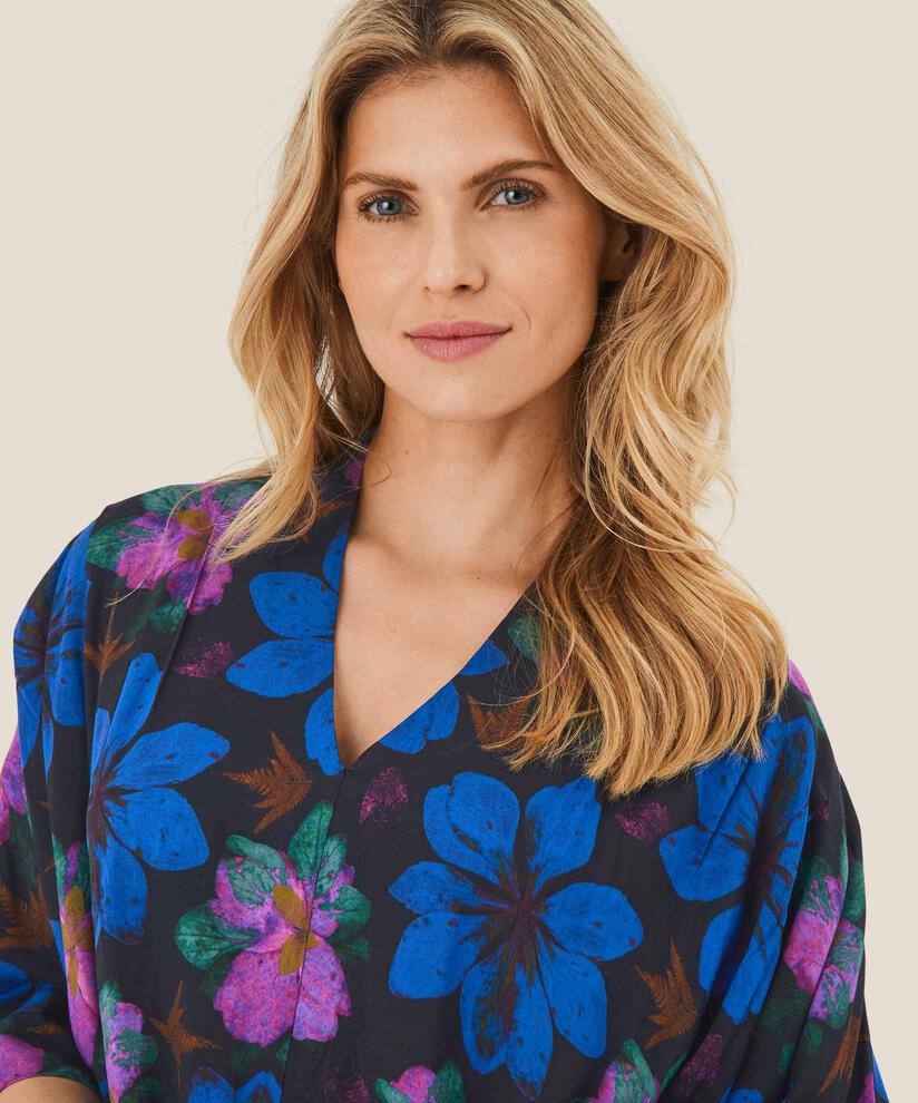 tunique à motif en satin viscose, Wild Aster