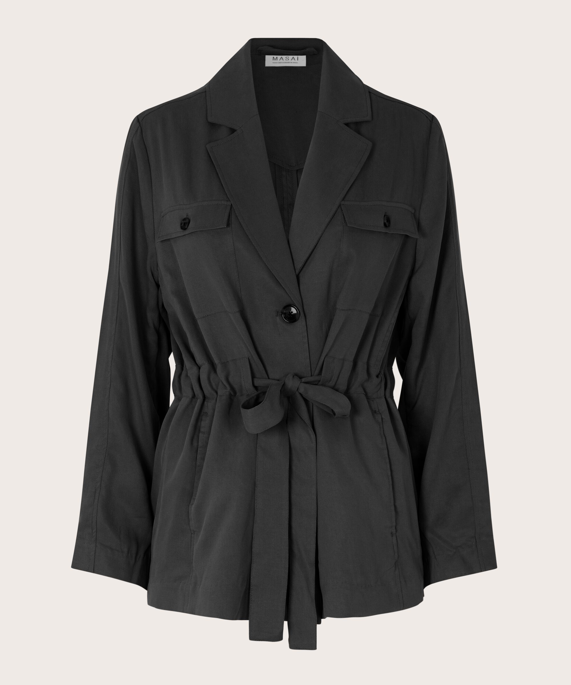 veste avec poches et liens à la taille, Black