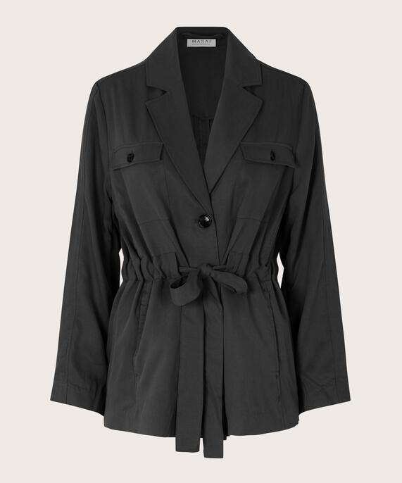 veste avec poches et liens à la taille, Black