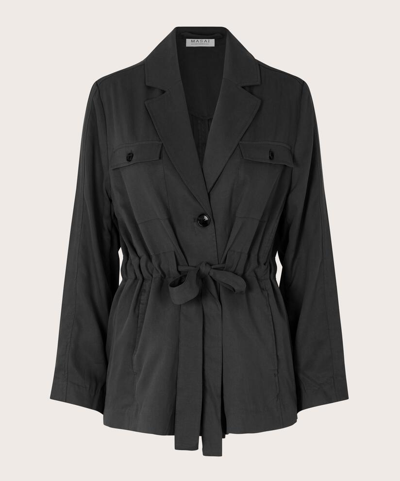 veste avec poches et liens à la taille, Black