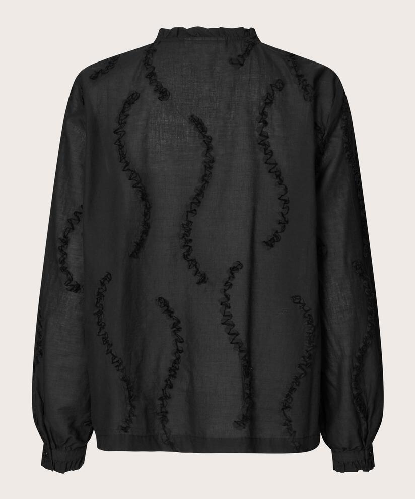 top en coton avec applications et liens, Black