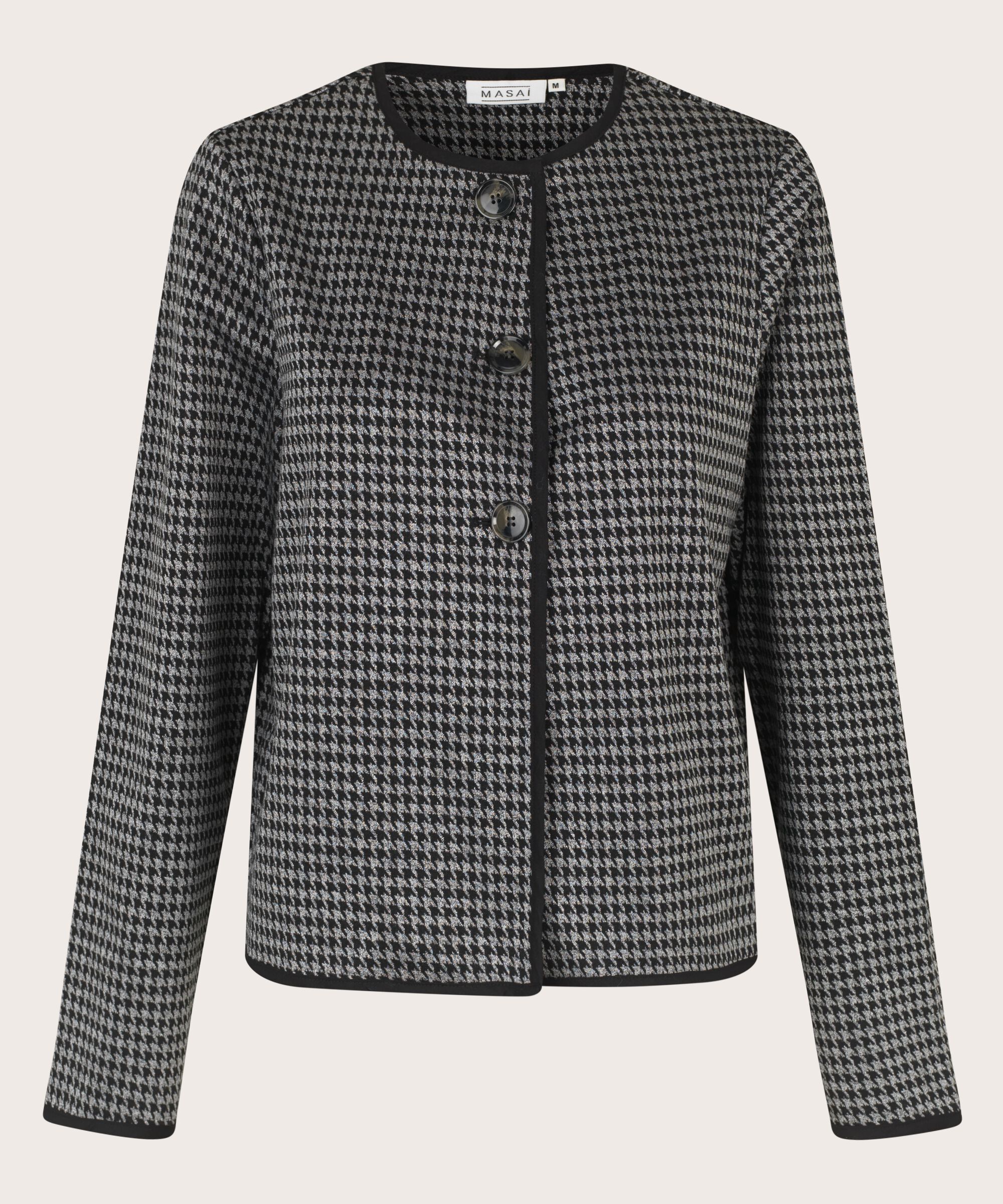 veste en jersey à carreaux avec boutons, Black