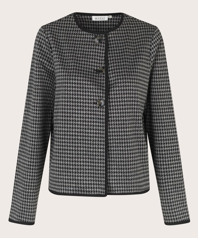 veste en jersey à carreaux avec boutons, Black