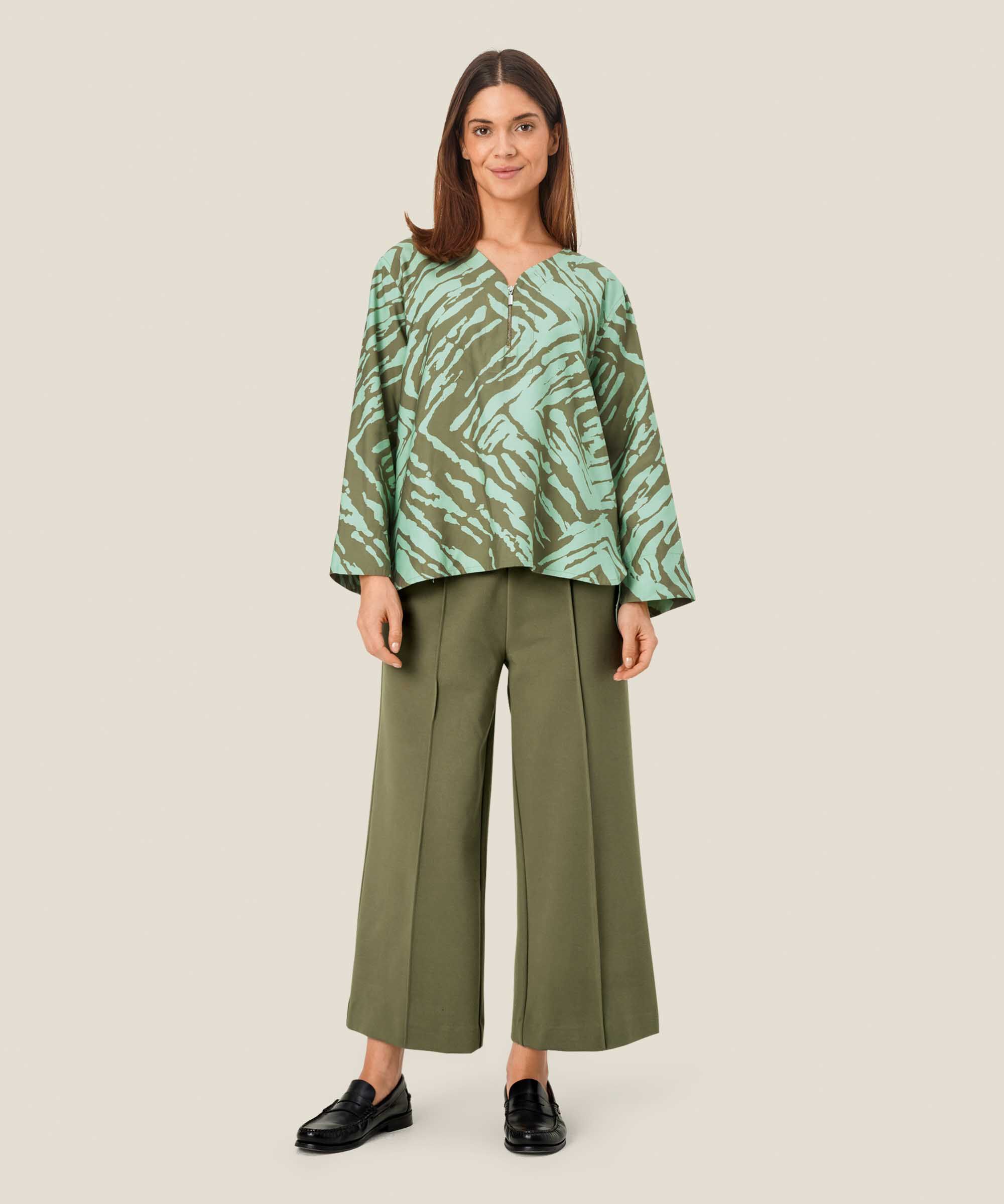 Pantalon En Jersey Épais Avec Poches, D. Lichen Green