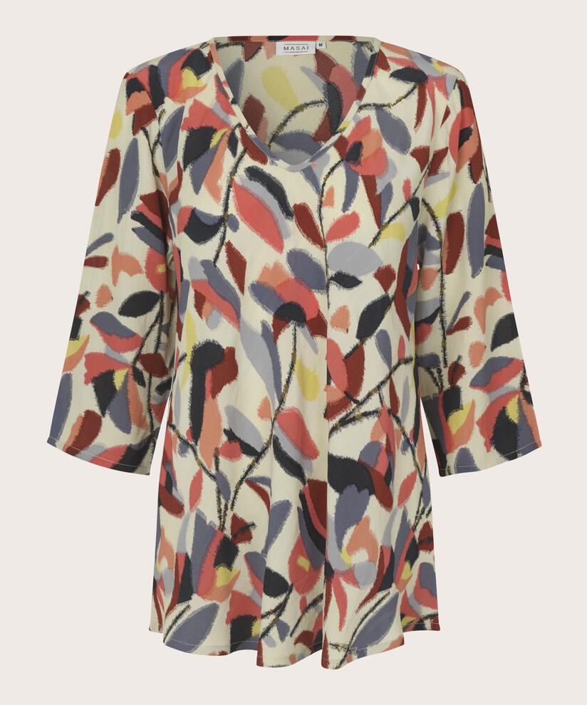 Blouse en viscose avec col en V, Calypso Coral