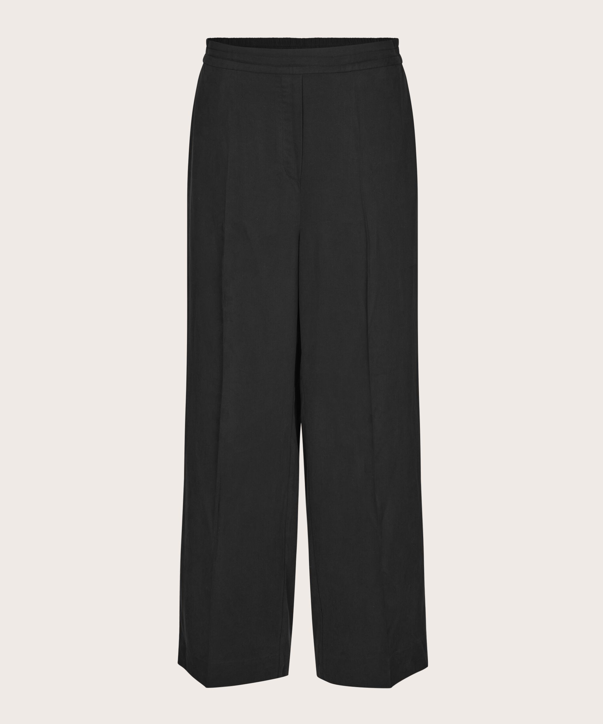 pantalon en jersey à jambes larges et taille élastique, Black