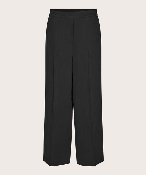pantalon en jersey à jambes larges et taille élastique, Black