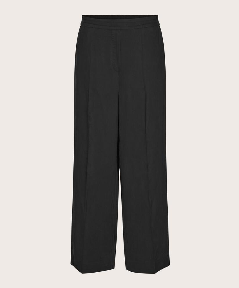 pantalon en jersey à jambes larges et taille élastique, Black