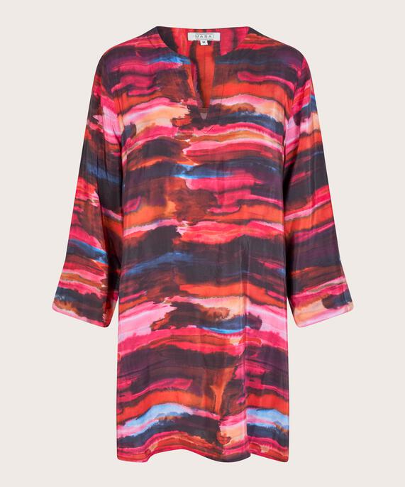 tunique en viscose imprimée avec fente latérale, Sun Tomato