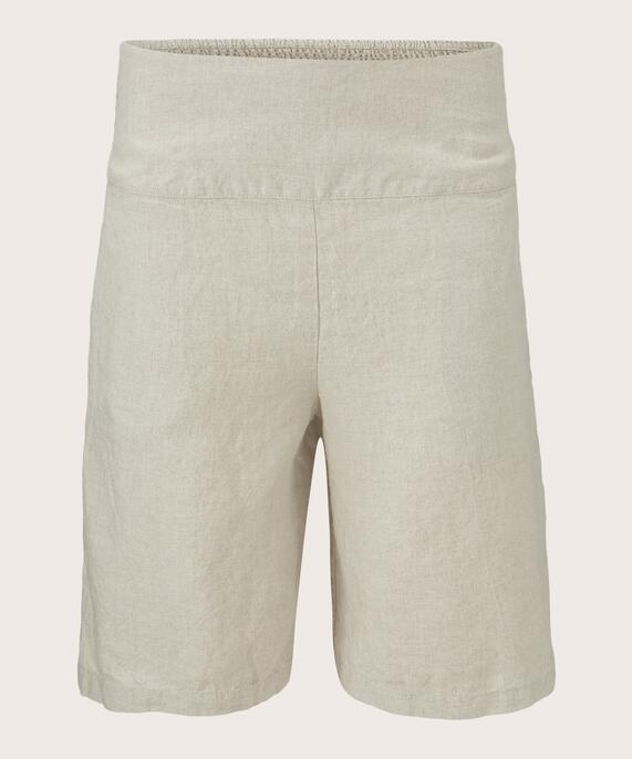 Short En Lin Avec Élastique Smocké Au Dos, Natural