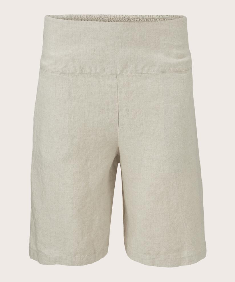 Short En Lin Avec Élastique Smocké Au Dos, Natural