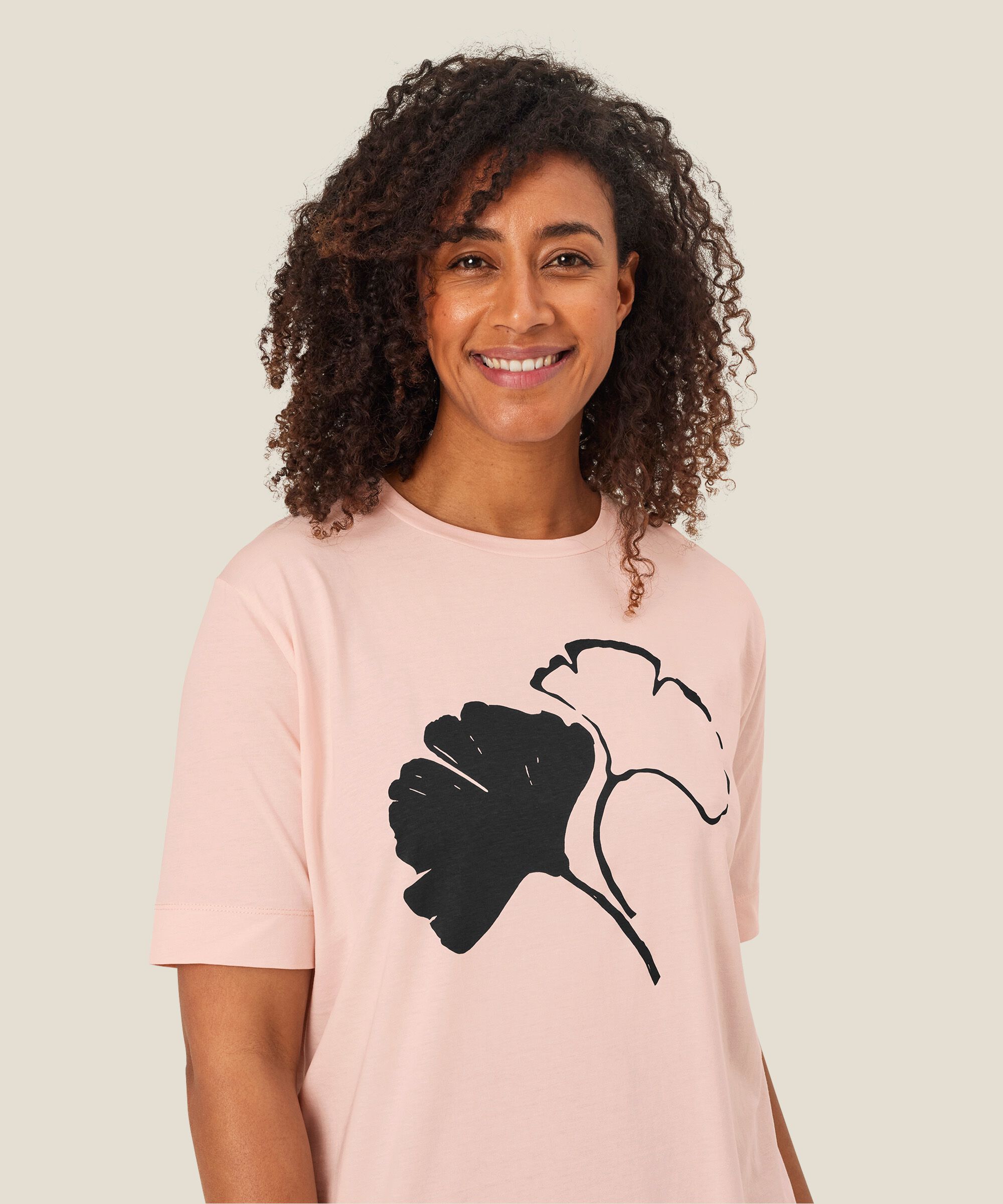 t-shirt imprimé à col rond, Mauve Chalk