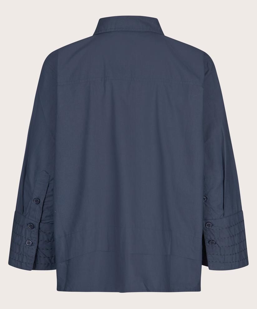 chemise en coton avec surpiqûres contrastées sur les manches, Mood Indigo