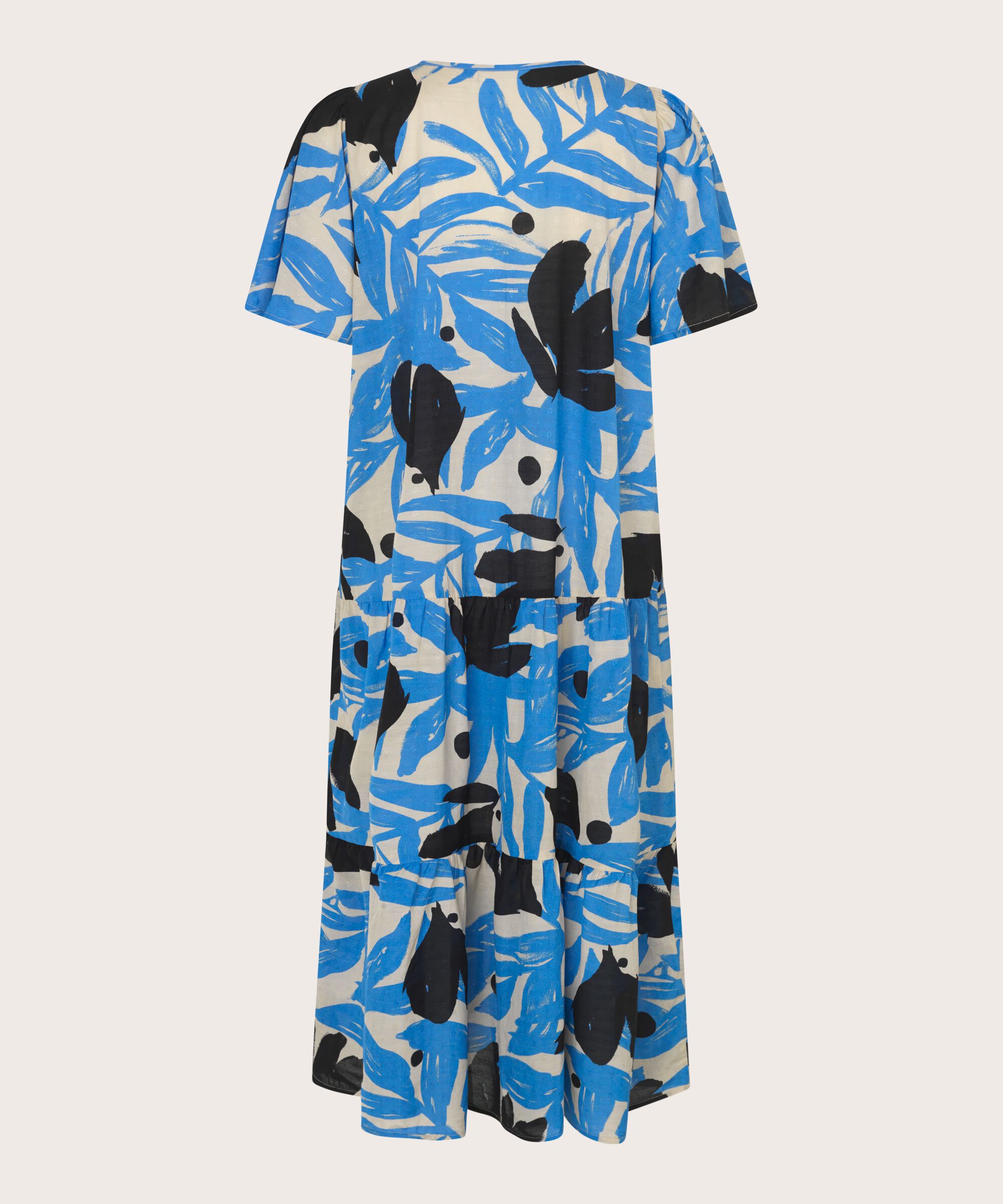 robe en coton mélangé imprimé à manches chauve-souris, Marina