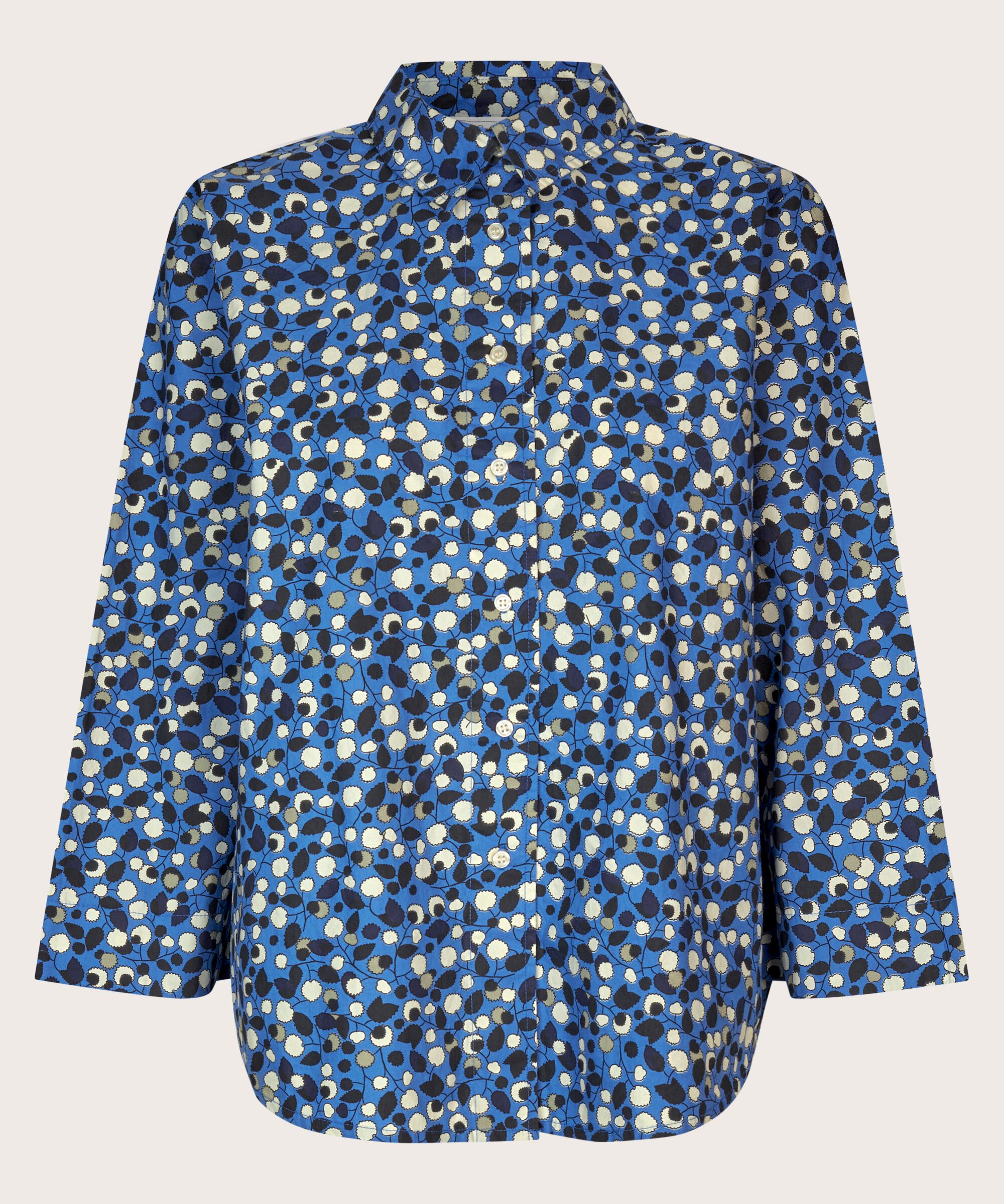 chemise en coton imprimé à manches 3/4, Federal Blue