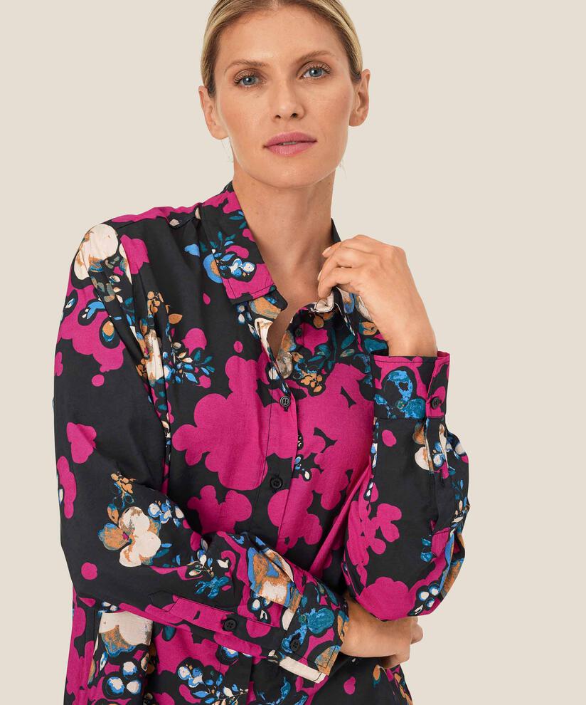 chemise en viscose imprimée avec plis au dos, Fuchsia Red