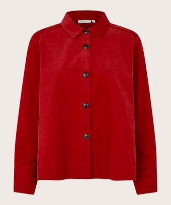veste chemise en velours avec col, Red Dahlia