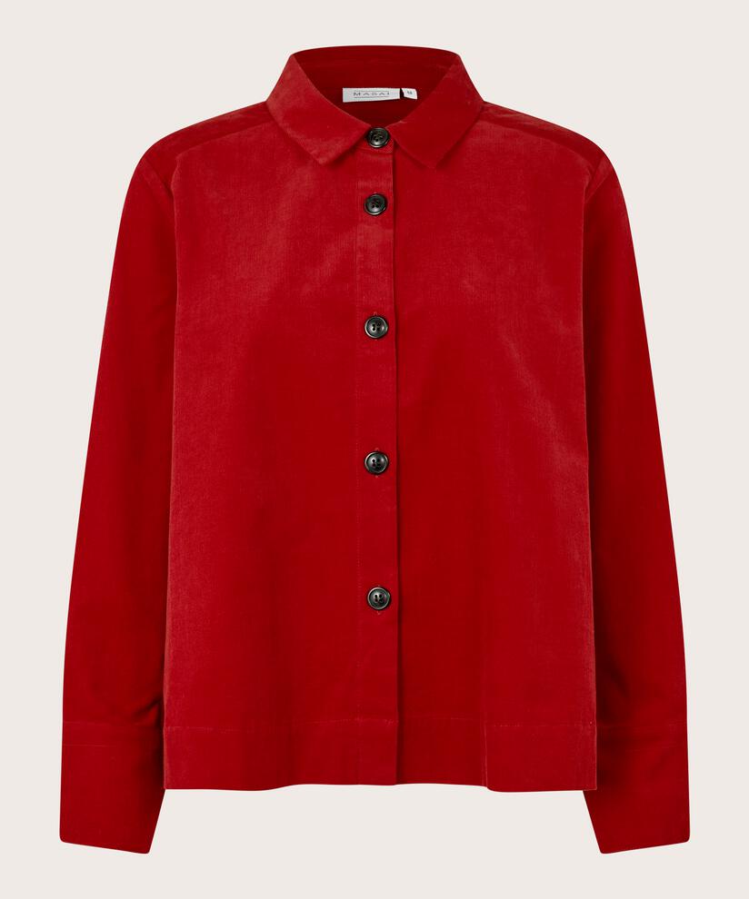 veste chemise en velours avec col, Red Dahlia