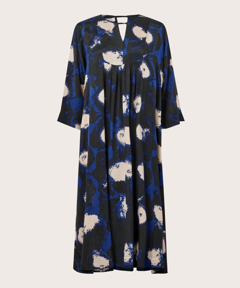 ROBE EN VISCOSE MANCHES TROIS-QUARTS, Maritime Blue