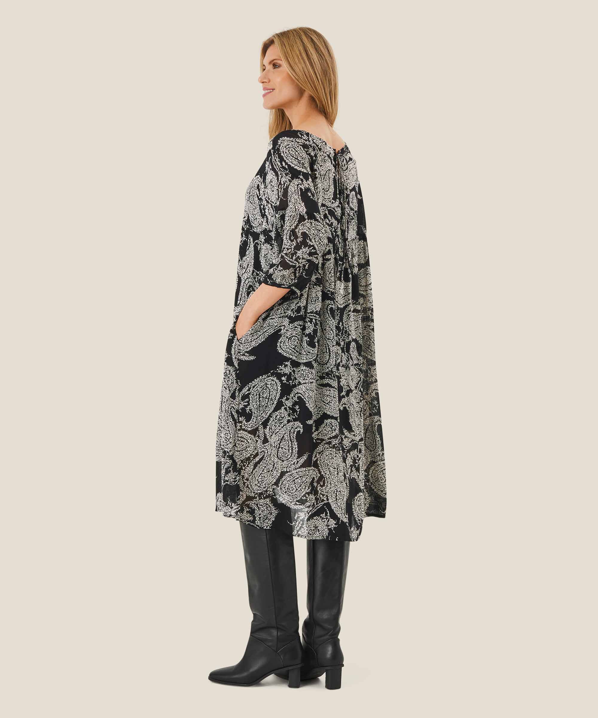 robe en viscose légère transparente, Black
