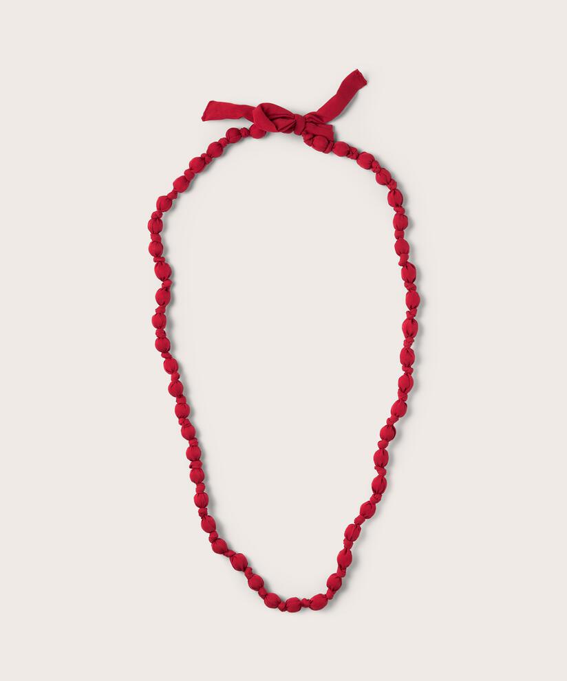 collier avec perles recouvertes de tissu, Mars Red