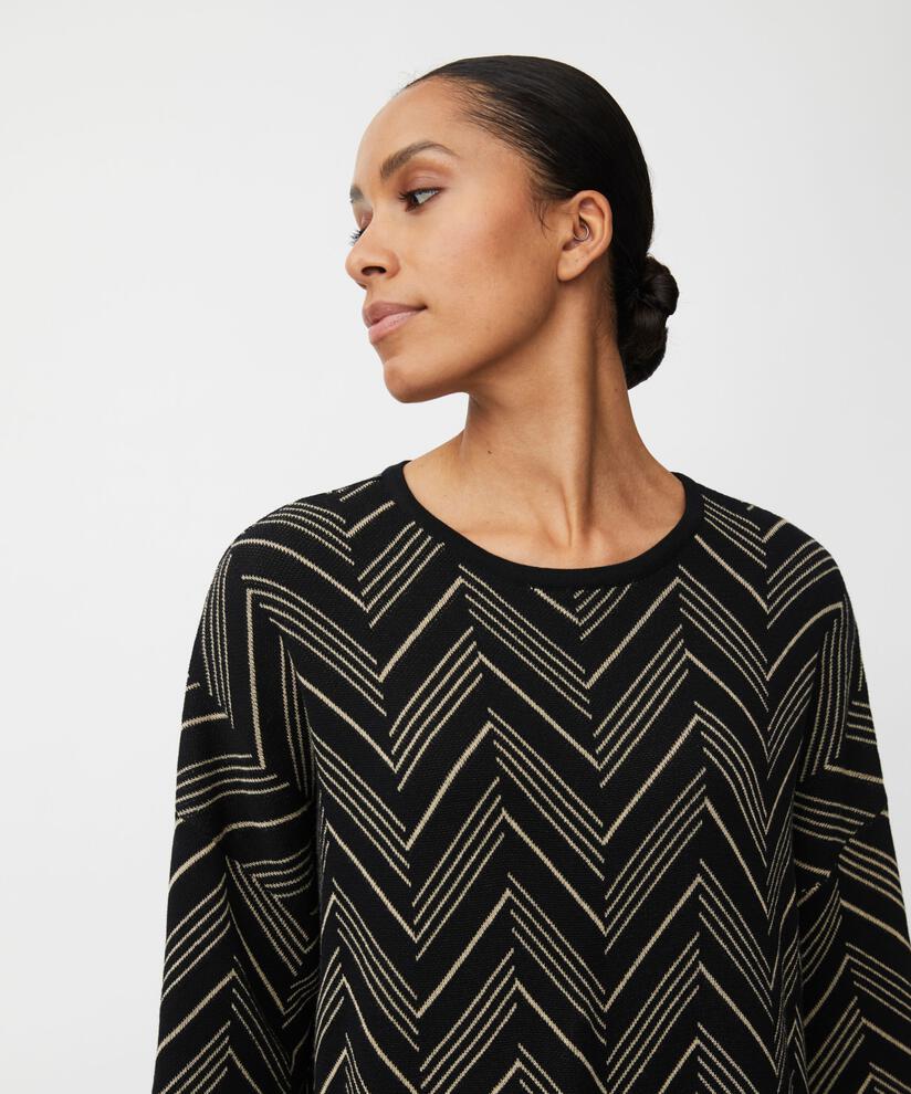 robe en maille fine avec fil pailleté et fente latérale, Black