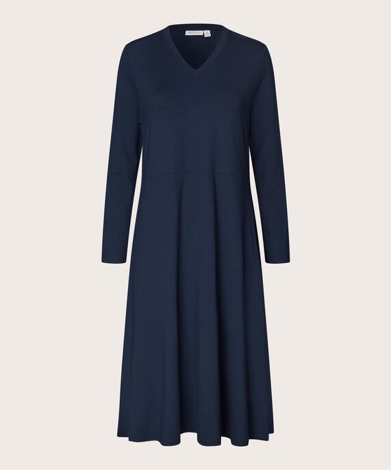 Robe En Jersey À Manches Longues Et Poches Fendues, Navy