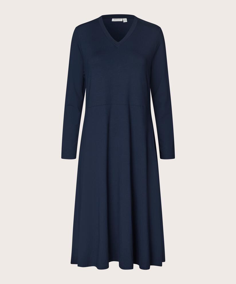 Robe En Jersey À Manches Longues Et Poches Fendues, Navy
