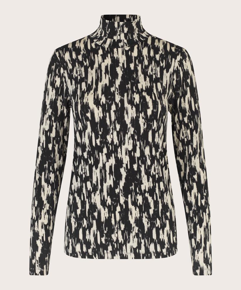 blouse à col roulé en jersey doux, Black