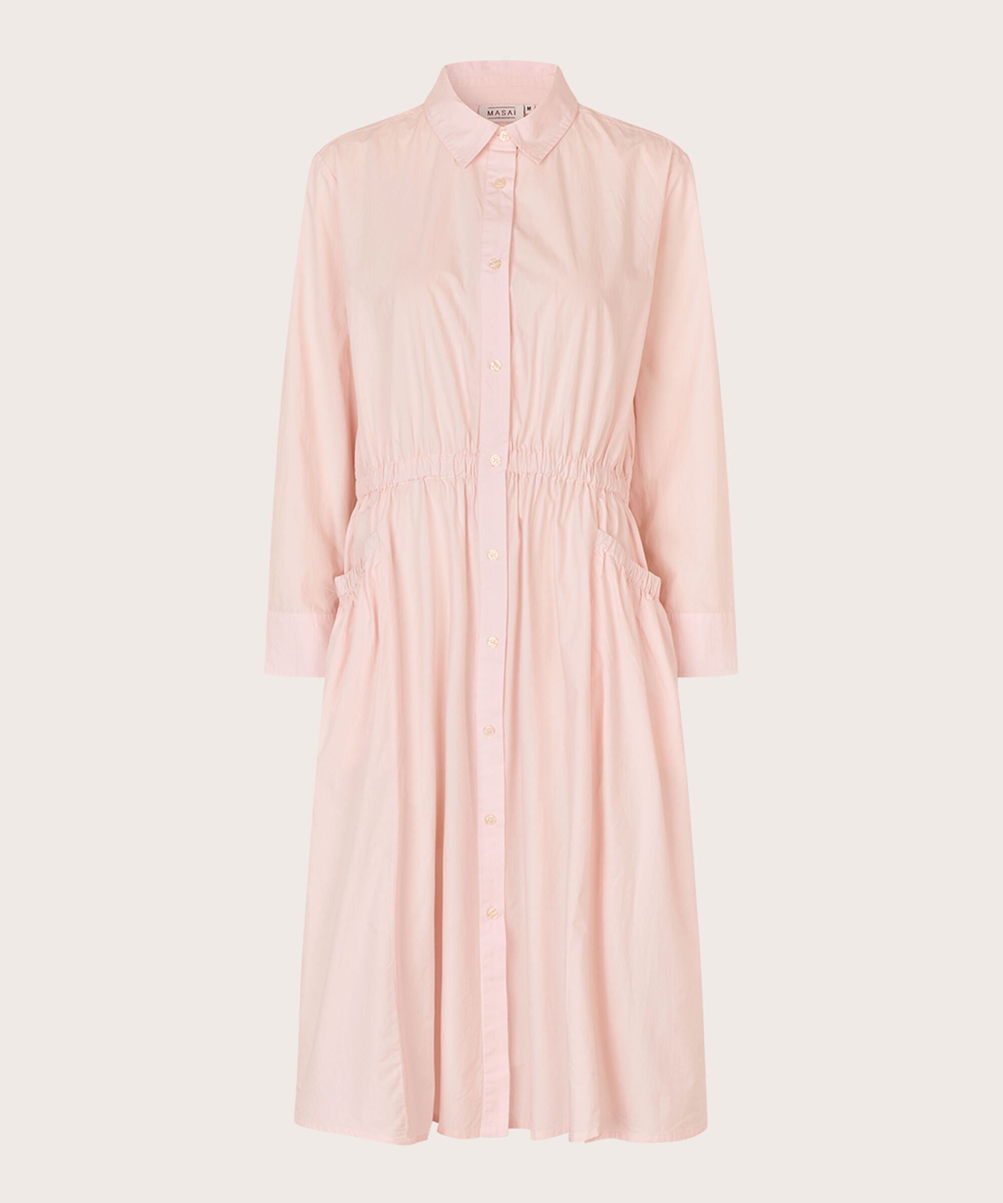 robe chemise en coton avec taille élastique, Mauve Chalk