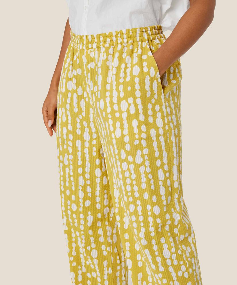 pantalon en coton imprimé avec taille élastique, Oil Yellow