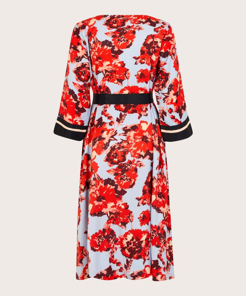 robe en viscose avec col en V et ceinture amovible, Orange com