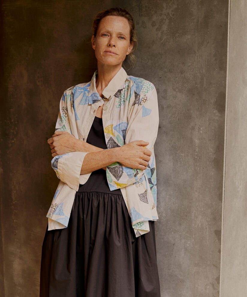 Chemise En Coton À Motifs À Manches Trois-quarts, Marina