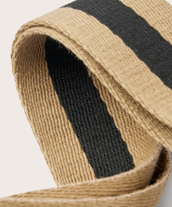Ceinture en tissu rayé avec fermeture à boucle, Safari