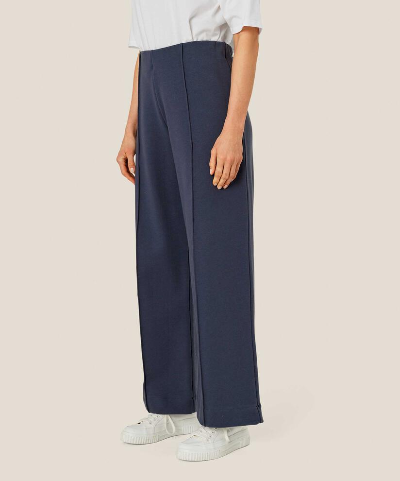 pantalon en jersey à plis cousus et taille élastiquée, Mood Indigo