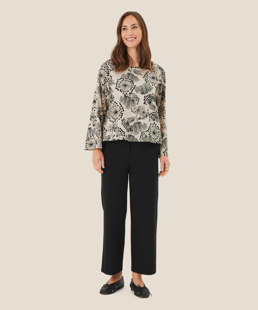 blouse col rond en coton mélangé, Fog