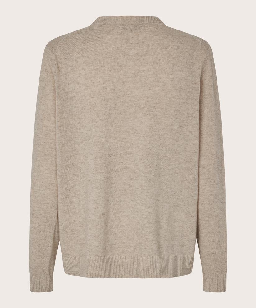 cardigan col rond en mélange de laine, Beige melange